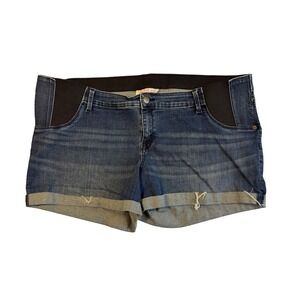Maternity Isabel Maternity by Ingrid & Isabel 16 Midi Shorts Blue Denim Cuffed